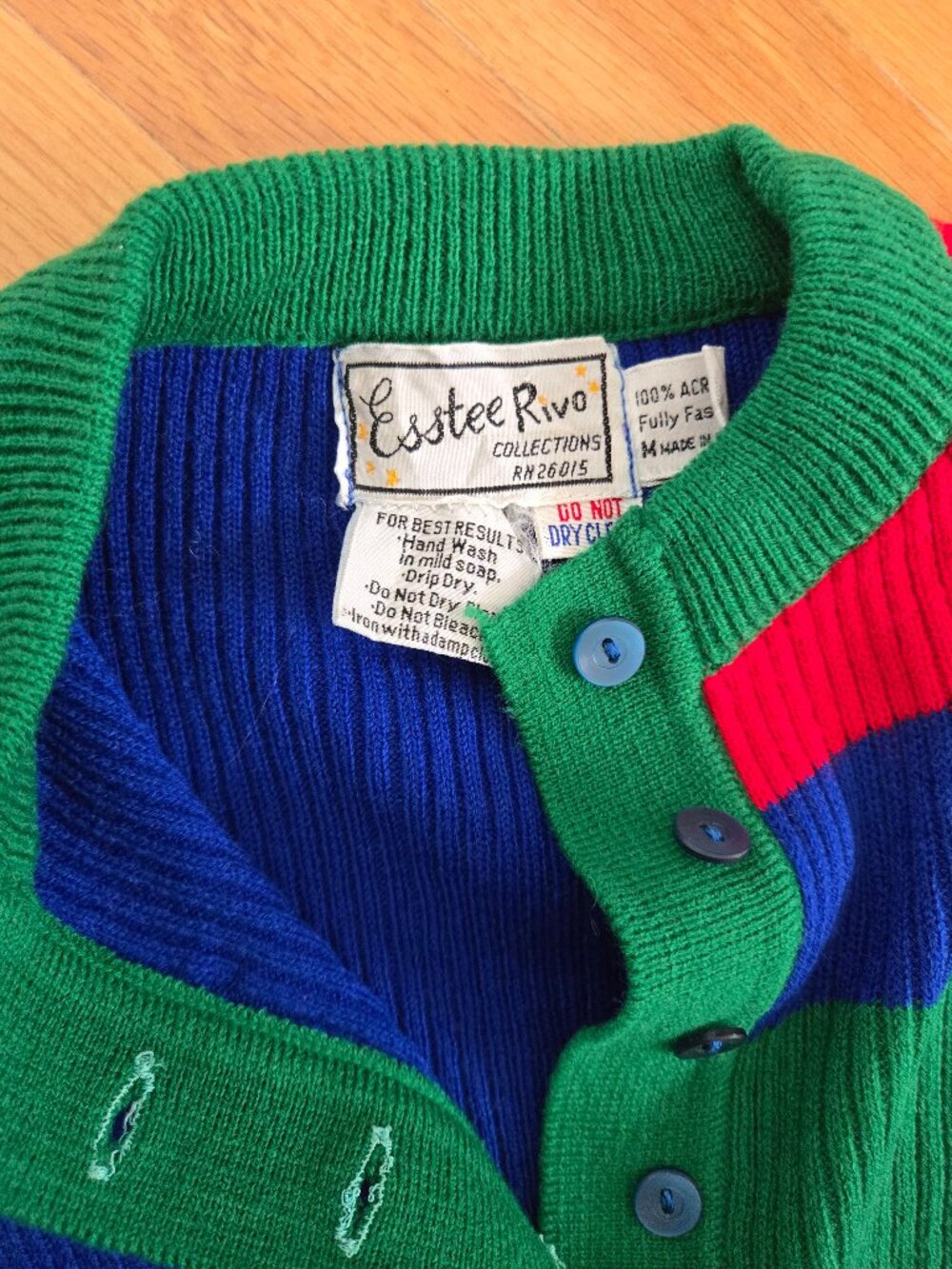 Vintage deadstock colourblock knit polo short sleeve sweater - Picture 3 of 6